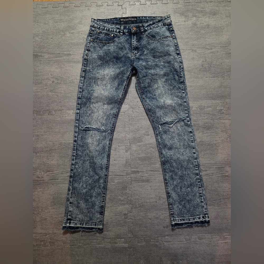 Brooklyn Laundry Men's Slim Fit Acid Wash Distressed Jeans EUC W32 L30